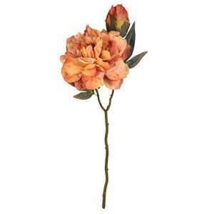 Faux Peony Stem Peach Coral 18 Inch Artificial Silk Flower Wedding Decor